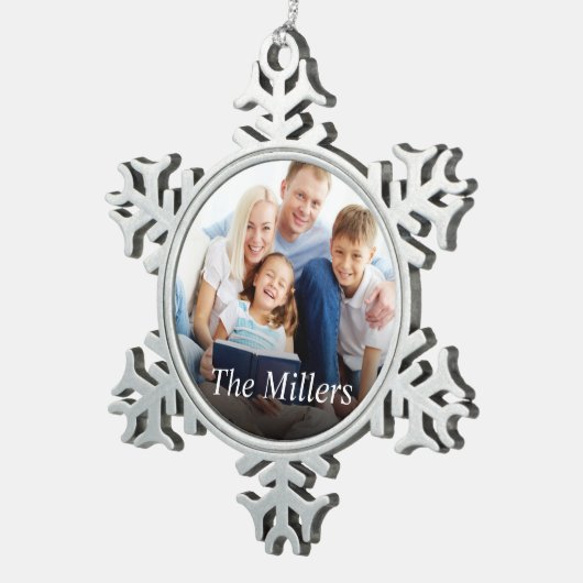 カスタム写真の作成 スノーフレークピューターオーナメント (右)