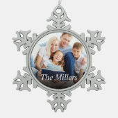 カスタム写真の作成 スノーフレークピューターオーナメント (正面)