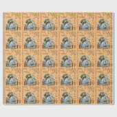 カスタム写真の名前と日付スタイリッシュ結婚の ラッピングペーパー (フラット)