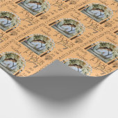 カスタム写真の名前と日付スタイリッシュ結婚の ラッピングペーパー (角)