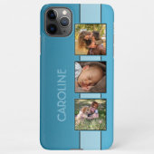 カスタム写真の名前オンアクアターコイズブルー iPhoneケース (裏面)