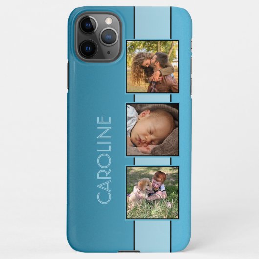 カスタム写真の名前オンアクアターコイズブルー iPhoneケース (裏面)