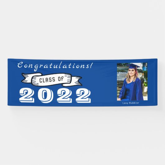 カスタム写真の名前パーソナライズされた卒業 横断幕 (横)