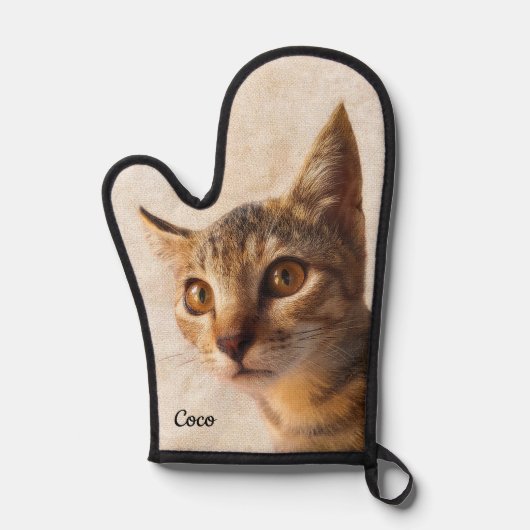 カスタム写真の名前パーソナライズされたCatテンプレート 鍋つかみ (正面)