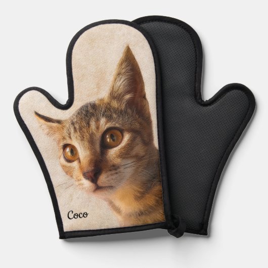 カスタム写真の名前パーソナライズされたCatテンプレート 鍋つかみ (正面/裏面)
