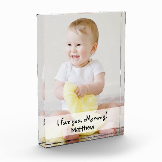 カスタム写真の名前ママ大好き フォトブロック (左)