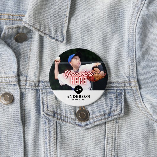 カスタム写真の名前、スポーツチーム、番号のピンボタン 缶バッジ (インサイチュ)
