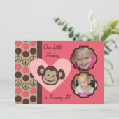 カスタム写真の女の子たちピースモンキーの誕生日招待状 招待状 (スタンド正面)