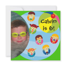 カスタム写真の少年プールパーティー水泳誕生日