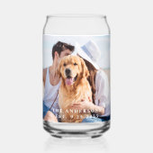 カスタム写真の新しい名前モダン結婚の日付 ガラス缶 (裏面)