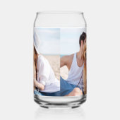 カスタム写真の新しい名前モダン結婚の日付 ガラス缶 (左)