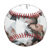 カスタム写真の新郎新婦スクリプト名の日付 野球ボール (裏面)