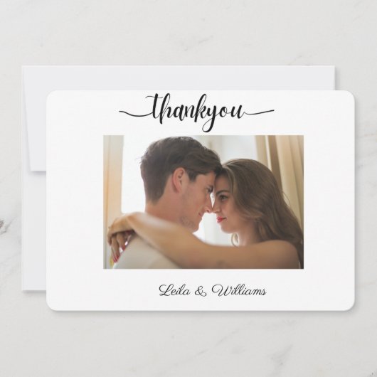 カスタム写真の書道文字感謝していユー結婚ズ サンキューカード (正面)