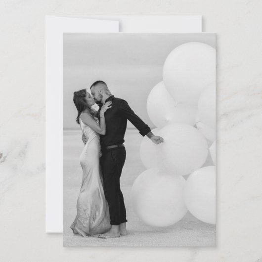 カスタム写真の画像を追加する結婚式の日付を保存 招待状 (正面)