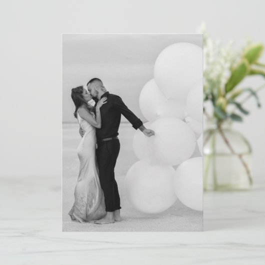 カスタム写真の画像を追加する結婚式の日付を保存 招待状 (スタンド正面)