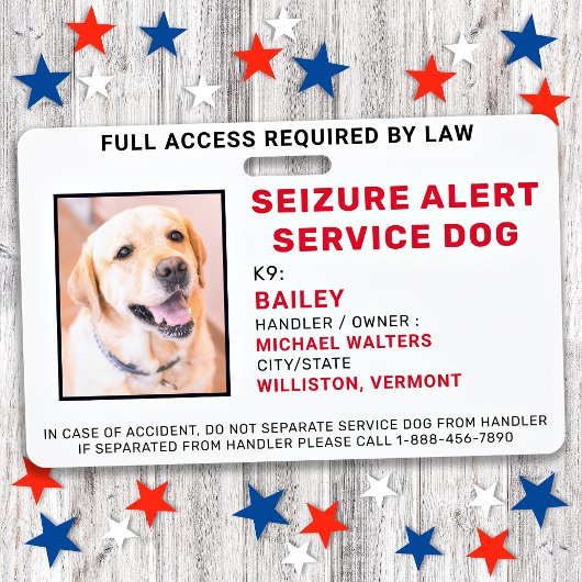 カスタム写真の発作の警告サービス犬IDバッジ バッジ