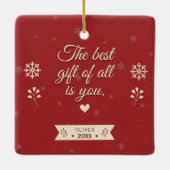 カスタム写真の祖父母の初めてのクリスマス セラミックオーナメント (裏面)