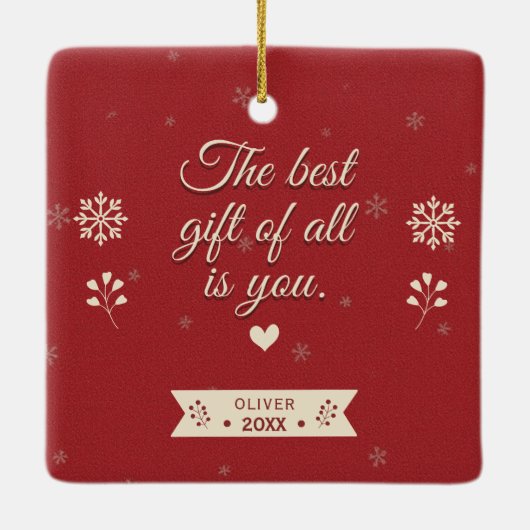 カスタム写真の祖父母の初めてのクリスマス セラミックオーナメント (裏面)