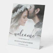 カスタム写真の結婚ウェルカムサイン 台座サイン (正面)