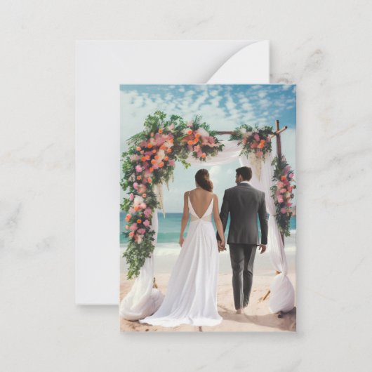 カスタム写真の結婚ビーチアーチ ノートカード (正面)