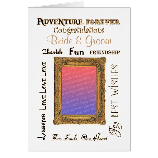 カスタム写真の結婚金ゴールド・フレームおめでとう (正面)