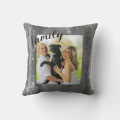 カスタム写真の追加あなた自身のパーソナライズされた灰色 クッション (裏面)