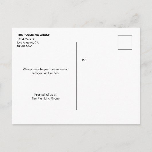 カスタム写真の配管名ありがとう ポストカード (裏面)