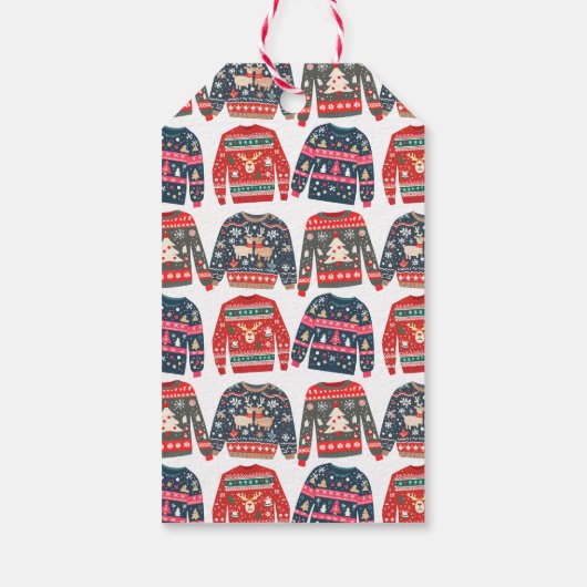 カスタム写真の醜いクリスマスセーター ギフトタグ (裏面)