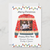 カスタム写真の醜いクリスマスセーター シーズンカード (正面)