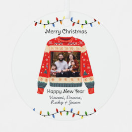 カスタム写真の醜いクリスマスセーター メタルオーナメント