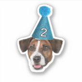 カスタム写真の防水ビニールドッグママ誕生日 シール (正面)