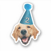 カスタム写真の防水ビニールドッグ誕生日 シール (正面)