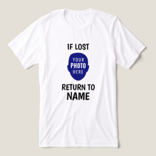 カスタム写真の顔と名前入り「もし失くしたら返してください」Tシャツ トライブレンドTシャツ