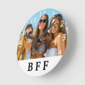 カスタム写真のBFF最高のの友人の永遠なる人 ラウンド壁時計 (傾斜)