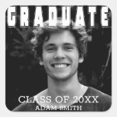 カスタム写真はっきりしたタイポグラフィ卒業ステッカー スクエアシール (正面)