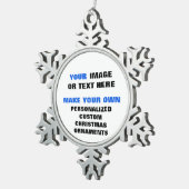 カスタム写真またはデザインあなた自身のクリスマス スノーフレークピューターオーナメント (右)