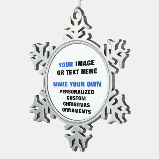 カスタム写真またはデザインあなた自身のクリスマス スノーフレークピューターオーナメント (右)