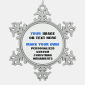 カスタム写真またはデザインあなた自身のクリスマス スノーフレークピューターオーナメント (正面)