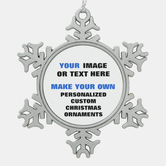 カスタム写真またはデザインあなた自身のクリスマス スノーフレークピューターオーナメント (正面)