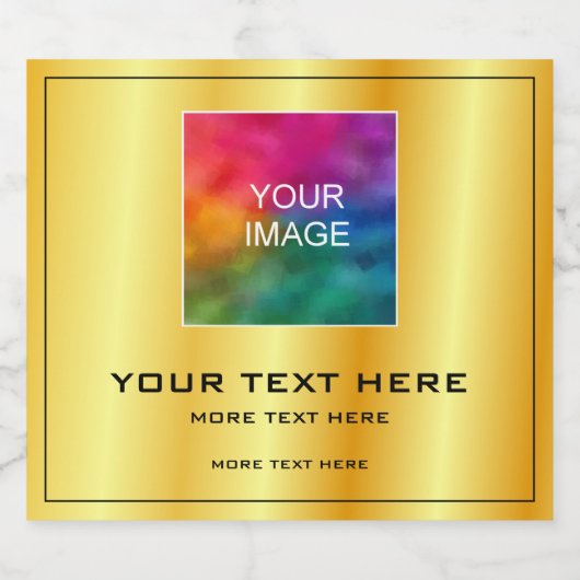 カスタム写真またはビジネスのロゴはこちらフェイク金ゴールド ビールラベル (シングルラベル)