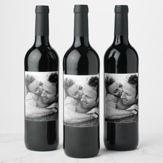 カスタム写真アップロードデザインご自身のカップル写真 ワインラベル (ボトル)