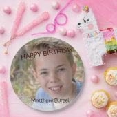 カスタム写真アップロード🎈モノグラム ペーパープレート (パーティー)