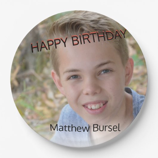 カスタム写真アップロード🎈モノグラム ペーパープレート (正面)