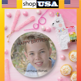 カスタム写真アップロード🎈モノグラム ペーパープレート