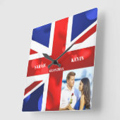 カスタム写真イングランド国旗 スクエア壁時計 (傾斜)