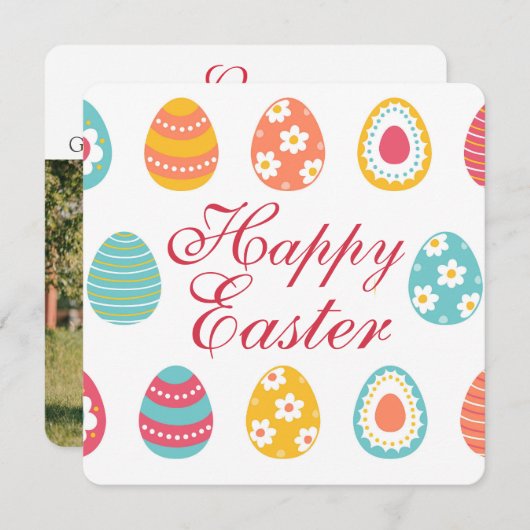 カスタム写真イースターホリデーカード シーズンカード (正面/裏面)