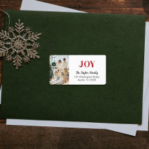 カスタム写真ウィンタークリスマスジョイ差出人住所