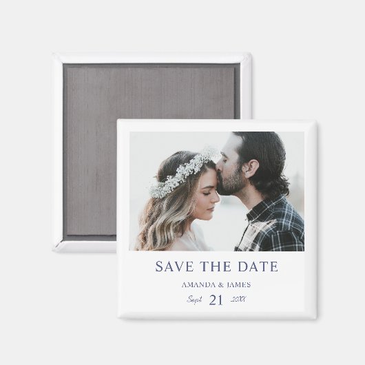 カスタム写真ウェディング日付磁石を保存 マグネット (正面/裏面)