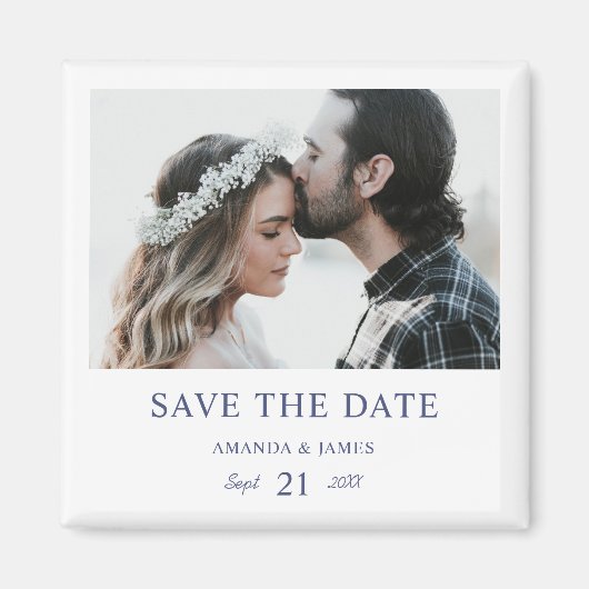 カスタム写真ウェディング日付磁石を保存 マグネット (正面)