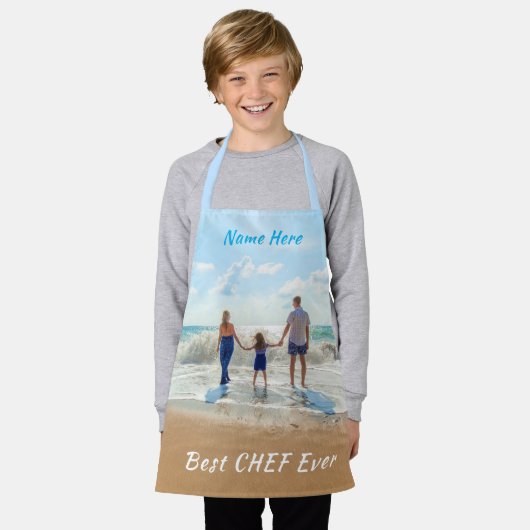 カスタム写真エプロンあなたの写真の名前最高のはChef Ever エプロン (着用した状態)